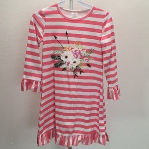 Lovely stripe floral stripe summer girl dress too blouse Easter unicorn new 2-8